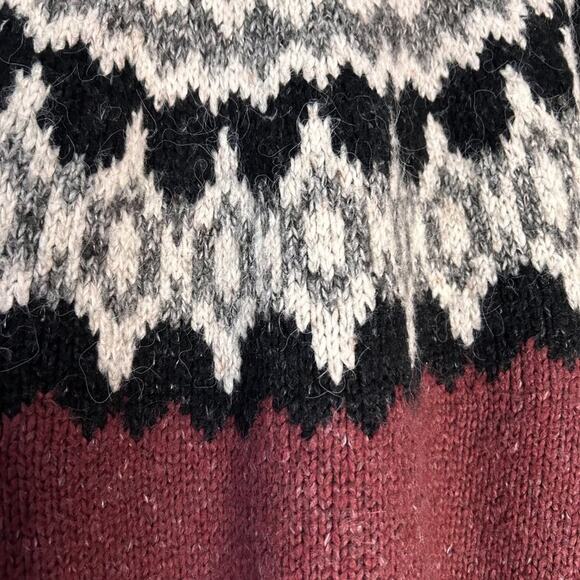 Abercrombie & Fitch Sweater‎ Pullover Maroon Gray Pattern Womens Large - Picture 3 of 9